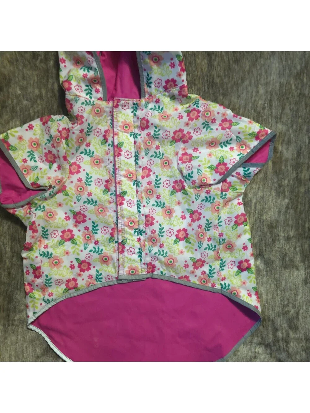 Good2Go Floral Print Dog Raincoat with Hood, Pink and White